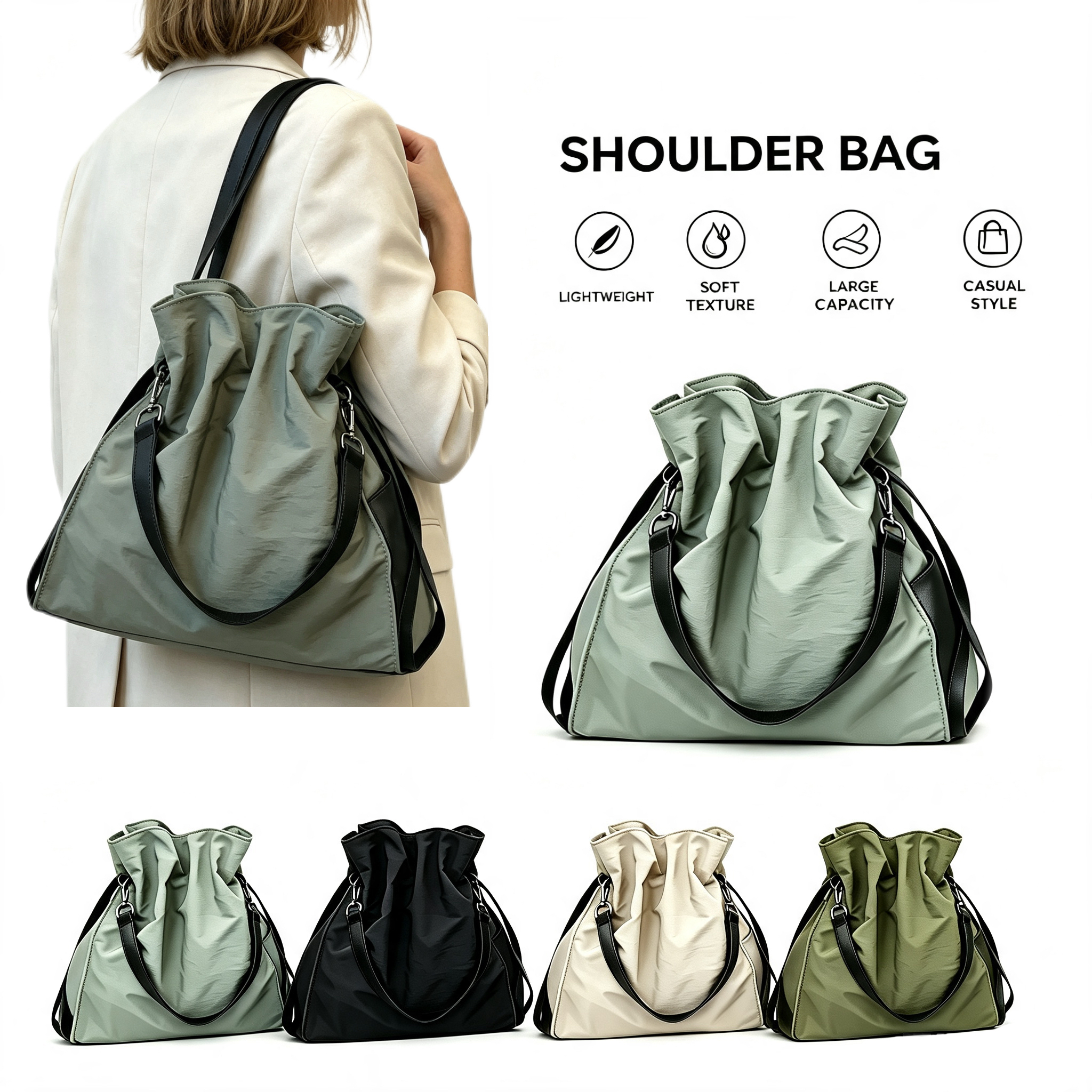 Large Capacity Waterproof Nylon Drawstring Tote
