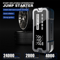 Démarreur de voiture portable 24000mAh 4000A 12V avec pompe à air, gonfleur de pneus et booster de batterie pour camions
