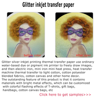 Pla A3 A4 presse imprimable paillettes eau imperméable coton T-Shirt lumière 20 feuilles papier de transfert de chaleur pour imprimantes à jet d'encre