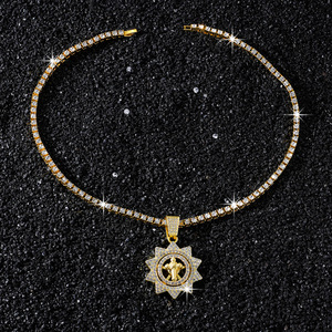 2026 New Popular Design Sunflower <b>Cross</b> Pendant Necklace Light Luxury Hiphop Style Alloy Men's Necklaces Fashionable Jewelry - Product Image 4