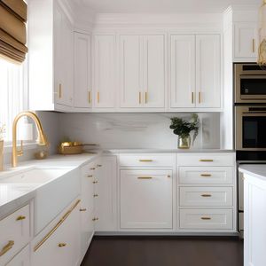 Thiết kế Hiện Đại Mỹ Shaker phong cách tủ bếp trắng đồ nội thất nhà bếp bằng thép không gỉ Null 1 Set Wall Mount tủ - Product Image 1