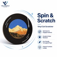 Griffoir pour chat de style tourne-disque, design vinyle, avec motif montagne pour chats