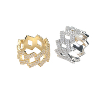 Bague Hip-Hop Blanche Plaqué Or 18 carats avec Zircons Cubiques et Diamants CZ, Bijou Iced Out pour Hommes et Femmes – Grande Vente