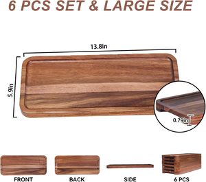 4x6 trong gỗ phục vụ khay mộc mạc bằng gỗ platters cho bữa tiệc, nhà bếp Platter, keo gỗ tráng miệng bảng hiển thị thiết lập - Product Image 2