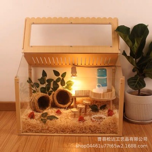 Caja de madera de nuevo estilo para hámsteres, caja de cría de gallinas, caja de cría para mascotas, caja transparente de madera para mascotas. - Product Image 1