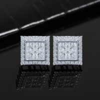 Boucles d'oreilles clous carrées classiques en zircon, tendance, vente en gros, délicates et minimalistes, pour femmes, cadeau d'anniversaire pour dames et jeunes filles