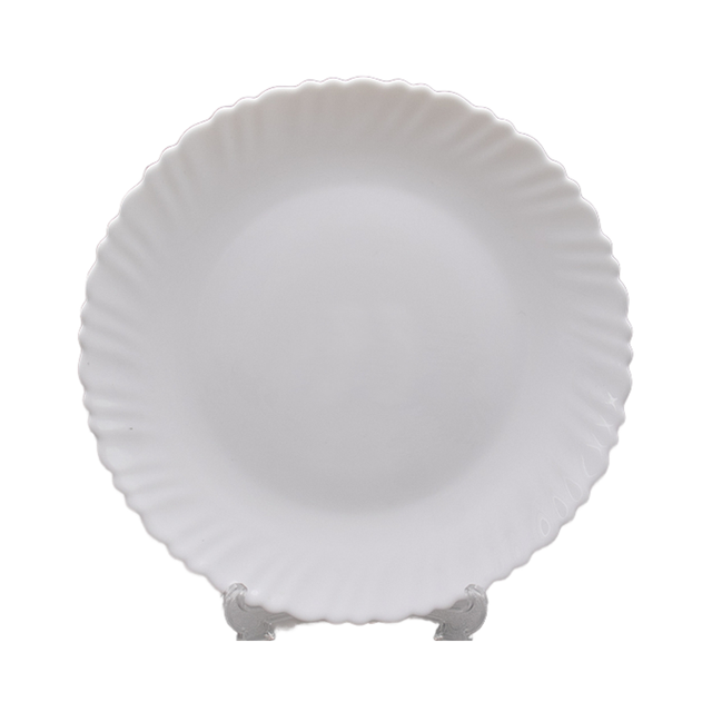 Lightweight White Round Opal Glass Chip Resistant Dinnerware Plates Dishwasher Safe