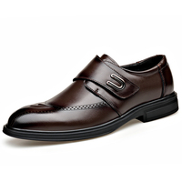 Chaussures habillées en cuir véritable pour hommes, style brogue, décontractées et formelles, à boucle monacale, type Oxford
