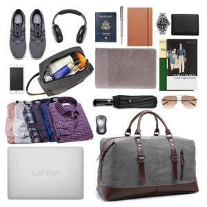 थोक विंटेज कैनवास + pu चमड़े के डफ़ल बैग कस्टम ओम सप्ताहांत यात्रा बैग फैशन पत्र यूनिसेक्स आयोजक बड़ी क्षमता - Product Image 4