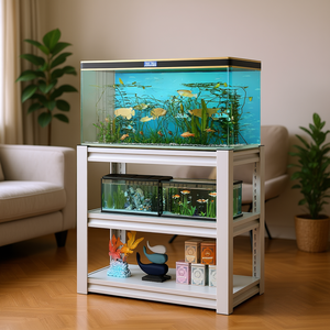 Soporte para Acuario D0100XU6CRY, Estante Metálico de 3 Niveles, 20-30 Galones, Ajustable, Color Blanco Antiguo, para Sala de Estar - Product Image 2