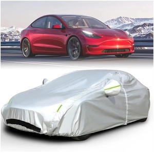 Fundas para Coche de Tela Oxford para Todo Clima para <span class=keywords><strong>Tesla</strong></span> Model 3 con Malla Ventilada, Puerta con Cremallera, Abertura para Puerto de Carga, Abertura para Maletero y Almacenamiento - Product Image 2