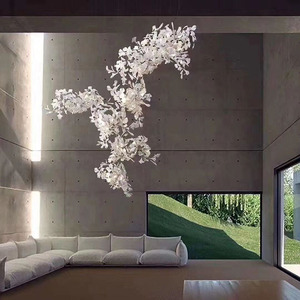 Lustre LED personnalisé en forme de <span class=keywords><strong>feuille</strong></span> de Ginkgo, moderne, grand, en céramique, luxueux, pour hôtel, villa, hall, escalier, plafond haut - Product Image 4