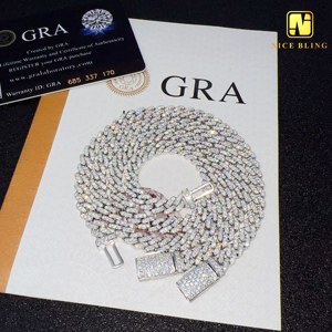 Collar de eslabones cubanos de moissanita de tamaño pequeño, probador de diamantes de una fila de 6mm, Plata de Ley 925, joyería para hombres y <span class=keywords><strong>mujeres</strong></span>, cadenas heladas - Product Image 1