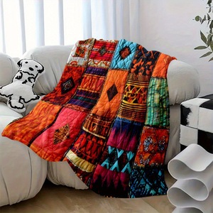 Wholesale Geometric Pattern Quilted <b>Flannel</b> Throw Blanket Rectangular Cotton Polyester Linen Eco-Friendly Home Use - Product Image 2