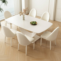 Ensemble de table à manger ronde en acier moderne de luxe avec 6 chaises pour la maison