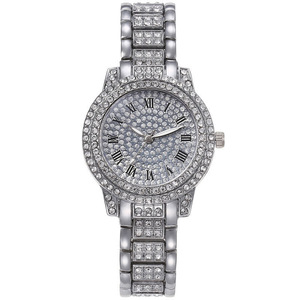 Factory Direct Women's Quartz Watch Diamond <strong>Roman</strong> Pattern Shake Sound Live Explosion Cornucopia Stainless Steel Band Alloy Glass - Product Image 2