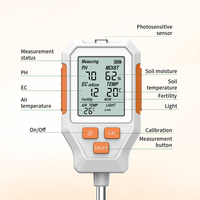 Testeur numérique 7-en-1 de pH et d'EC du sol, d'humidité, de fertilité et de température, alimenté par piles, conception rabattable pour usage domestique et automobile