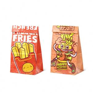 Sac en papier kraft à fond carré personnalisé ZJPACK, matériaux à base d'eau, imprimé, sac à emporter pour pizza et sushi - Product Image 2