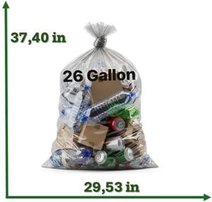26 Gallon Ultra Strong Clear Trash Bags, 100 Count Heavy Duty Disposable Clear Bin Liners for Home Commercial Use - Product Image 6