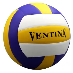 Pelota de voleibol OEM con muestra gratis, tamaño oficial 5, pelota de voleibol de playa personalizada, PVC, cuero laminado, deportes de equipo de voleibol