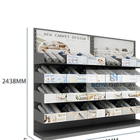 Présentoir en tissu multi-niveaux sur roulettes pour tapisserie, étagère de vente au détail pour magasin de tapis