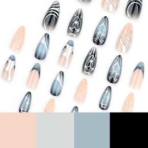 Vente en gros de 24 pièces d'<span class=keywords><strong>ongles</strong></span> artificiels en ABS, carrés, français, amande, 3D, fabriqués à la <span class=keywords><strong>machine</strong></span>, réutilisables, kit d'<span class=keywords><strong>ongles</strong></span> artificiels à presser personnalisés - Product Image 4