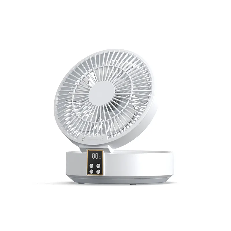 Creative smart digital display desktop fan USB household folding mini fan office desktop 4000Mah fan with night light