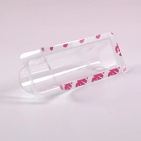 Barquette en plastique recyclé PET/PVC/PP transparent pour cosmétiques, rouge à lèvres, baume à lèvres, avec impression personnalisable et design à clapet