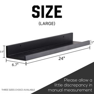 Juego de Dos Estantes Flotantes de Madera Natural Sólida, Muebles de Almacenamiento Suspendidos con Estructura Metálica - Product Image 4