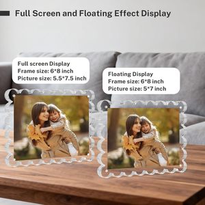 Marco de Fotos Acrílico de Doble Cara con Borde Festoneado, Soporte de Escritorio, Marco de Fotos Acrílico Transparente, Marcos Festoneados para Fotos - Product Image 3