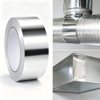 Ruban adhésif en aluminium argenté 50 microns, protection contre l'eau, résistant aux solvants et à la chaleur, pour la construction et les systèmes HVAC