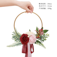 Guirnalda de novia, suministros para fiestas, decoración de boda, arreglo floral hecho a mano, corona de flores rosas, accesorios de decoración