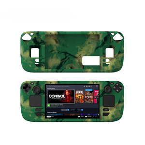Étui de protection souple en silicone antidérapant Tideseer pour console de <span class=keywords><strong>jeu</strong></span> <span class=keywords><strong>Steam</strong></span> Deck, coque arrière en noir/vert/vert camouflage - Product Image 3
