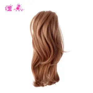 JINRUILI Woman's Synthetic Ponytail Wig Customizable Honey Brown Short Natural Wave Hair Extension Wholesale With Claw Clip