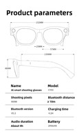 Gafas Inteligentes CY03 con Cámara de 8 Megapíxeles para Videollamadas, Traducción IA en Vivo, Grabación de Video Antivibración y Botón Táctil