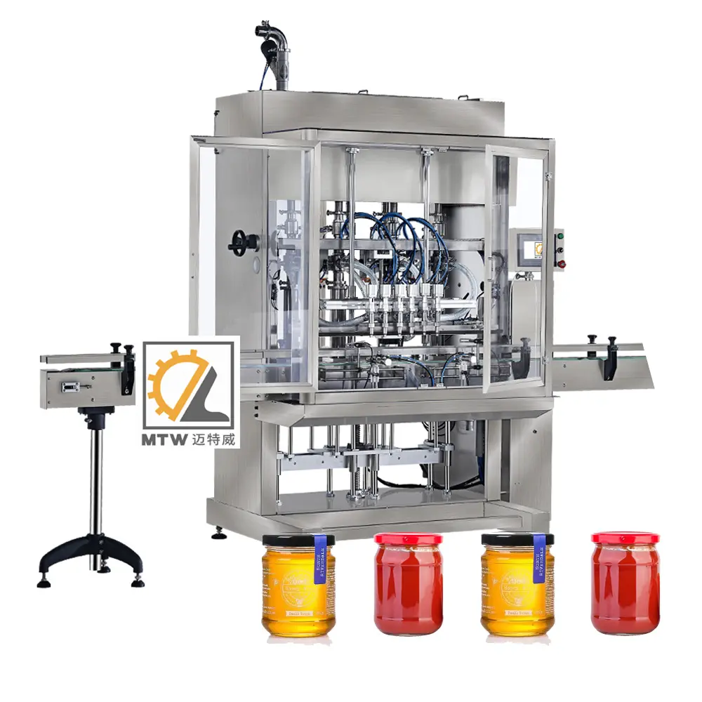 MTW automatic bottle tomato paste honey filling machine with mixture and hopper