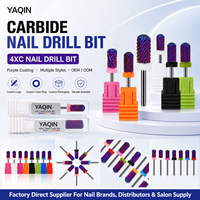 Yaqin Top Large Barrel 4XC 3XC Fraise à ongles en carbure violet 3/32'' pour machine de manucure et pédicure à moteur sans balais