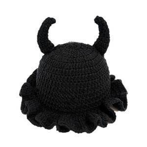 Chapeau au crochet SOLPOP au design personnalisé, tricoté avec des volants plissés, chapeau de pêcheur, accessoire de costume de démon pour Halloween pour femmes - Product Image 5
