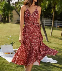 Sıcak yaz kadın elbise özel yıkanmış v yaka kolsuz dekor slim fit kapalı omuz zarif seksi kadın elbise