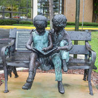 Estatua de Bronce Retro para Exteriores de Dos Niños Montando en Bicicleta, Figura Humana de Tamaño Real, Escultura Artística para Decoración de Jardín, Parque o Paisaje