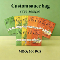 Sachet plat personnalisé en matériau laminé imprimé en héliogravure avec fermeture éclair, emballage de sauce, qualité alimentaire, résistant à l'humidité et anti-fuite