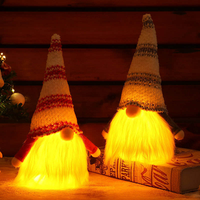 Peluche de Noël Lumineuse Rudolph avec Chapeau Rayé, Poupée Sans Visage, Décoration de Vitrine et de Fête