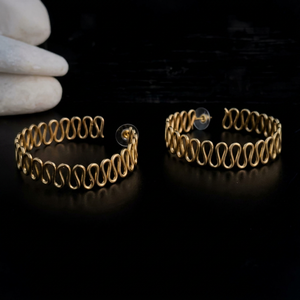 Geometric Hoop <b>Earrings</b> 18K <b>Gold</b> Plated <b>Earring</b> Wire Vintage Engagement Women's Everyday Wear SOUMYA CREATIONS - Product Image 1