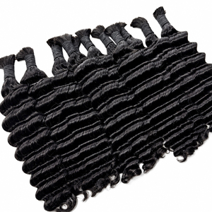 Cabello Camboyano Ondulado Profundo a Granel, Negro Natural, Doble Trama, Textura Suave y Elástica para Trenzas Boho, Cabello Virgen a Granel - Product Image 1