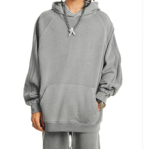 Custom Drop Shoulder <b>Pullover</b> Hoodies Heavyweight Spandex / Polyester Retro Washed French Terry Hooded Sweatshirt <b>Men</b> - Product Image 2