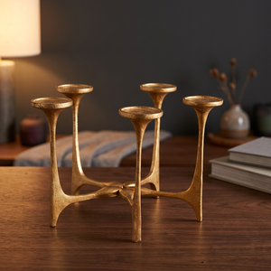 Candelabro de Cinco Brazos Glow Ritual, Portavelas de Metal Plateado, Soporte Duradero para Velas, Decoración para el Hogar - Product Image 6