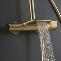 Système de douche SPA de luxe en laiton de haute qualité avec mitigeur thermostatique chaud/froid, barre coulissante et jet de pluie, robinetterie de salle de bain apparente