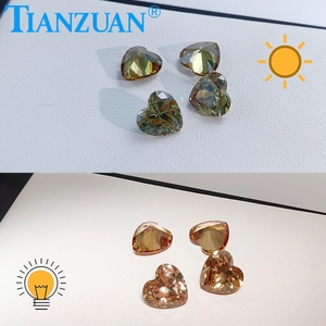 8*8mm bentuk hati Turki Diaspore Gibbsite Zultanites hijau kuning perubahan warna kubik <span class=keywords><strong>Zirconia</strong></span> batu longgar batu Cz - Product Image 4