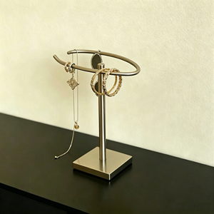 Minimalist Metal Jewelry Display Rack, Double Curved <b>Rod</b> Stainless Steel Necklace Bracelet Storage Stand Custom Engraved Logo - Product Image 3