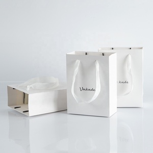 15x6x20cm <b>Small</b> <b>White</b> Luxury Gift Paper Shopping <b>Bag</b> for Jewelry Custom Printed with Ribbon Handle Multiple Sizes Available - Product Image 4